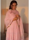 Light pink Lucknowi Embroidered Georgette Anarkali Suit